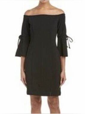 Alexia Admor Black Off-Shoulder Tie-Sleeve Dress